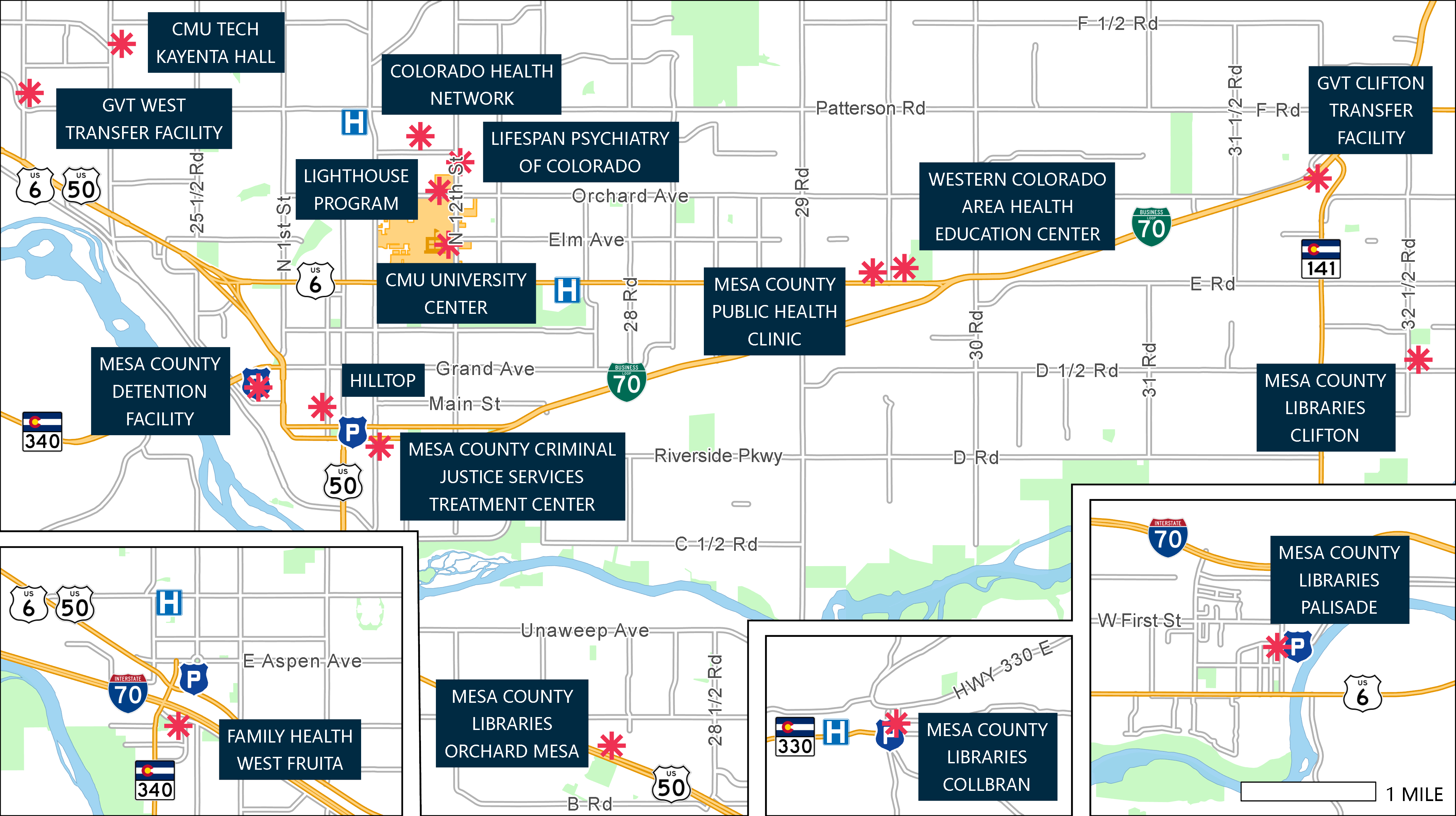Updated kiosk map with details about the location directly under the image.